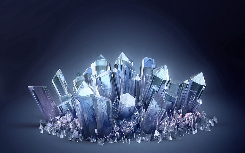 3D, Crystal, Crystals, Blue Crystal HD wallpaper