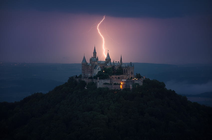 Castle-Hohenzollern, lightining, Germany, Castle, Hohenzollern HD wallpaper