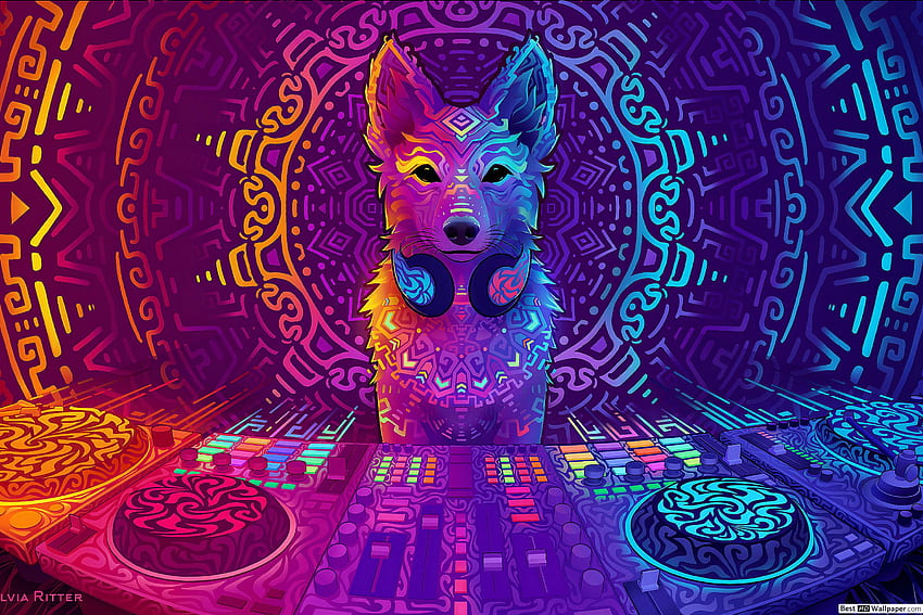 DJ Fox digital art, Cute Fox Art HD wallpaper