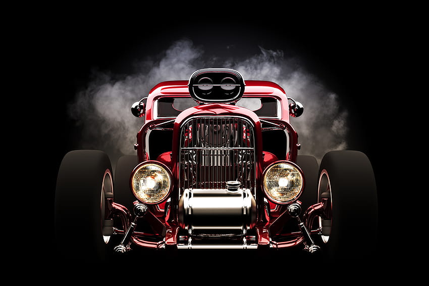 Hot rod Faróis dianteiros automotivos vermelhos antigos, Hot Rods papel de parede HD