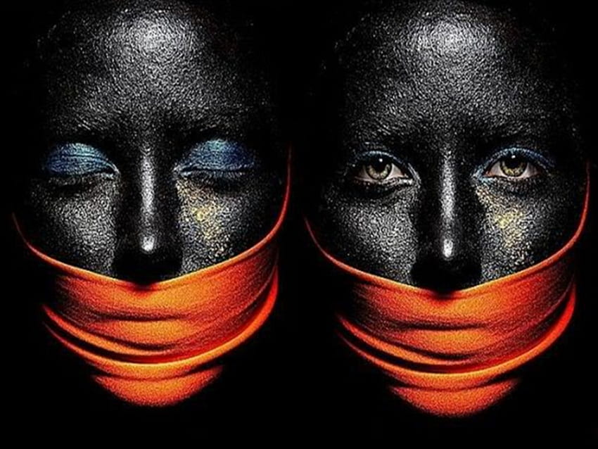 only me, black, eyes, face, orange, beauty, dark HD wallpaper