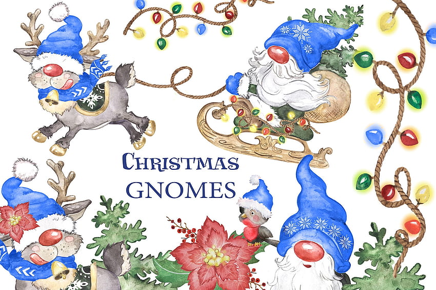 Christmas Gnome, sliegh, navidad, gnomos, azul, invierno, fiesta fondo de pantalla