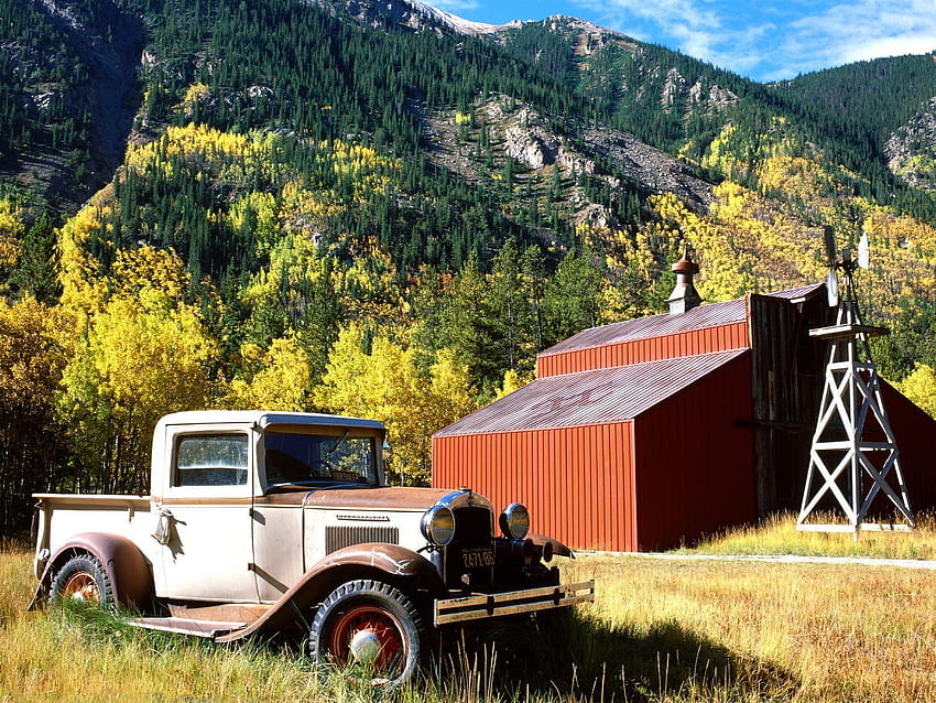 Международен пикап близо до Туин Лейкс Колорадо, класически камион HD тапет