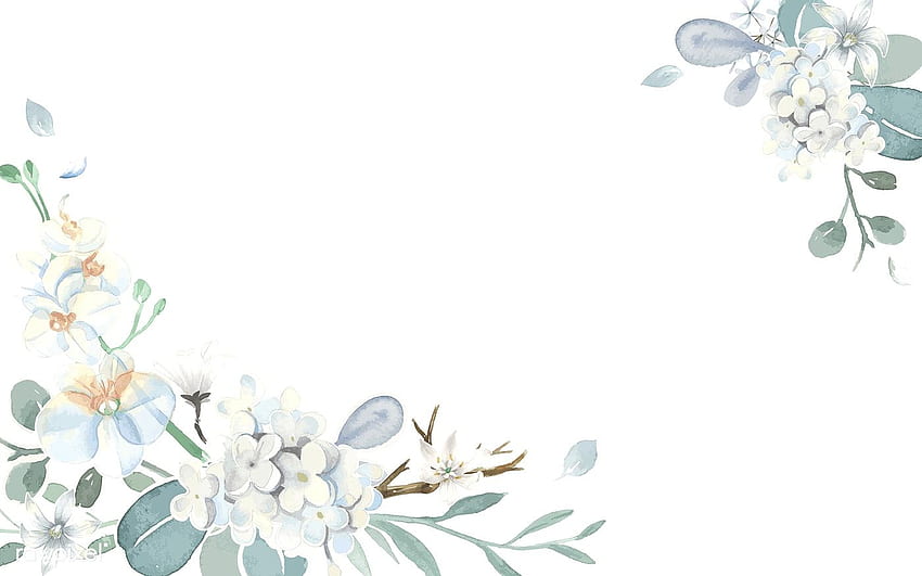 vector premium de la tarjeta de invitación con un tema azul claro, acuarela floral fondo de pantalla