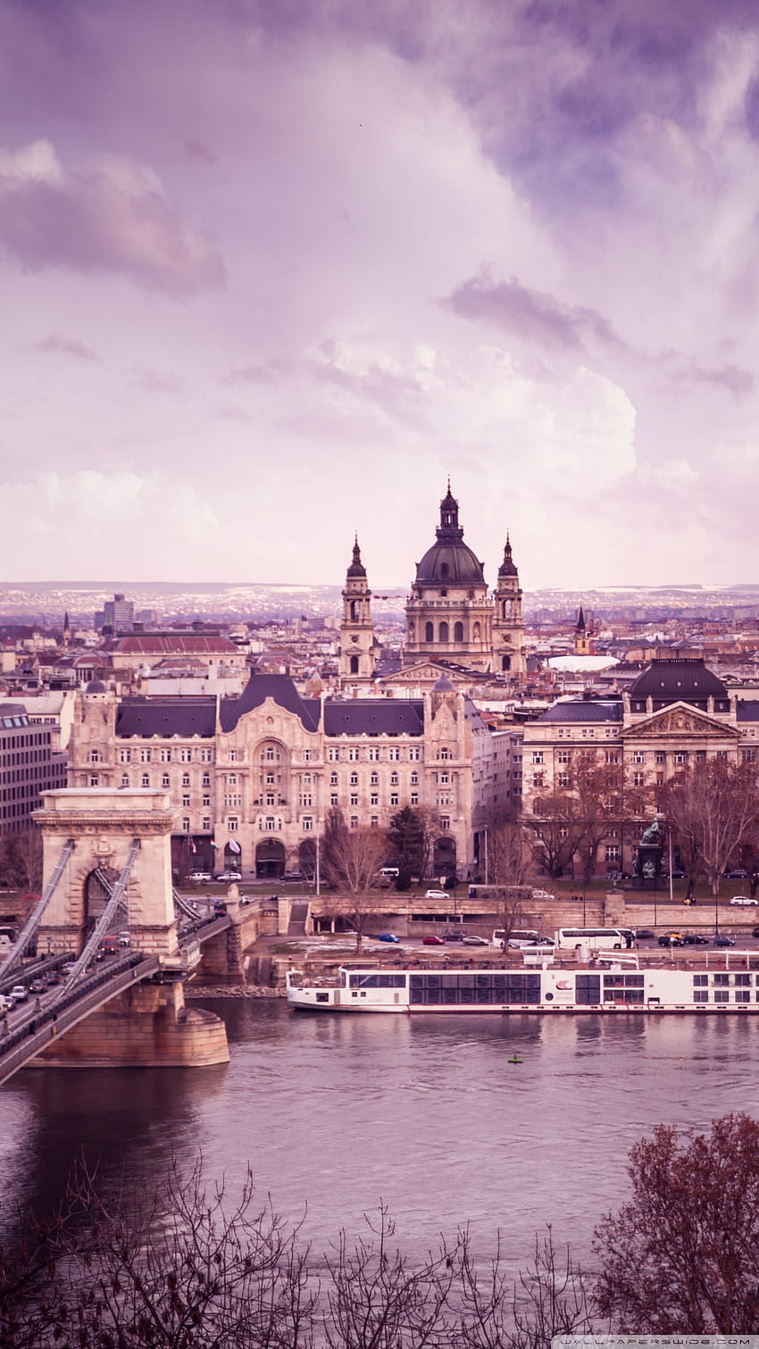 Río Danubio, Budapest, Hungría Ultra Background fondo de pantalla del teléfono