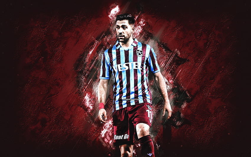 Anastasios Bakasetas, Trabzonspor, Greek footballer, portrait, burgundy stone background, football, Turkey HD wallpaper