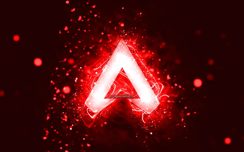 Apex Legends red logo, , red neon lights, creative, red abstract background, Apex Legends logo, games brands, Apex Legends HD wallpaper
