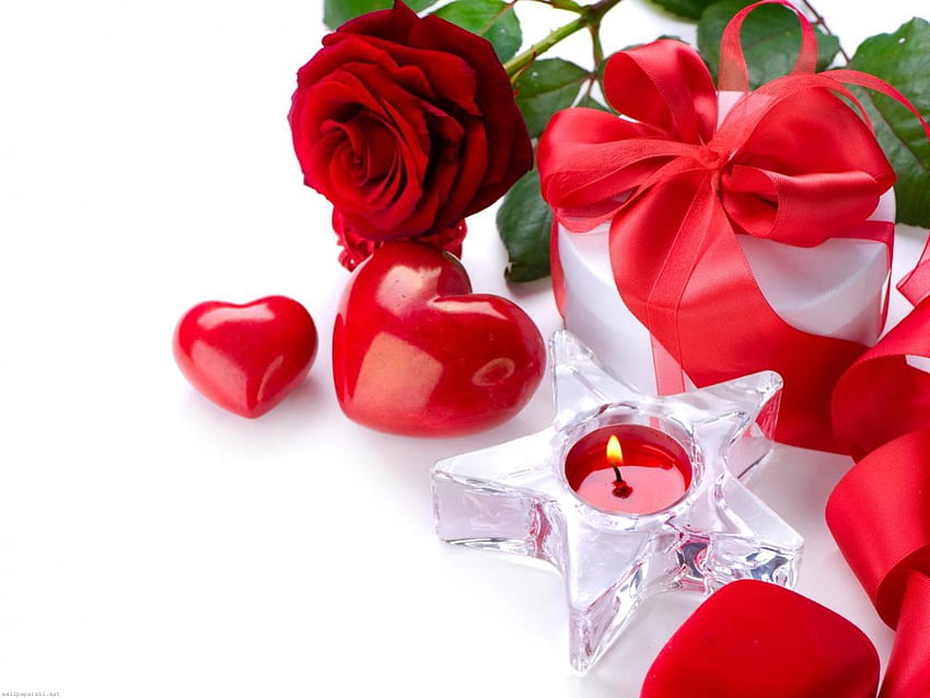 día de san valentín, rosas, cristal, vela, rojo, flores, regalo, corazón fondo de pantalla