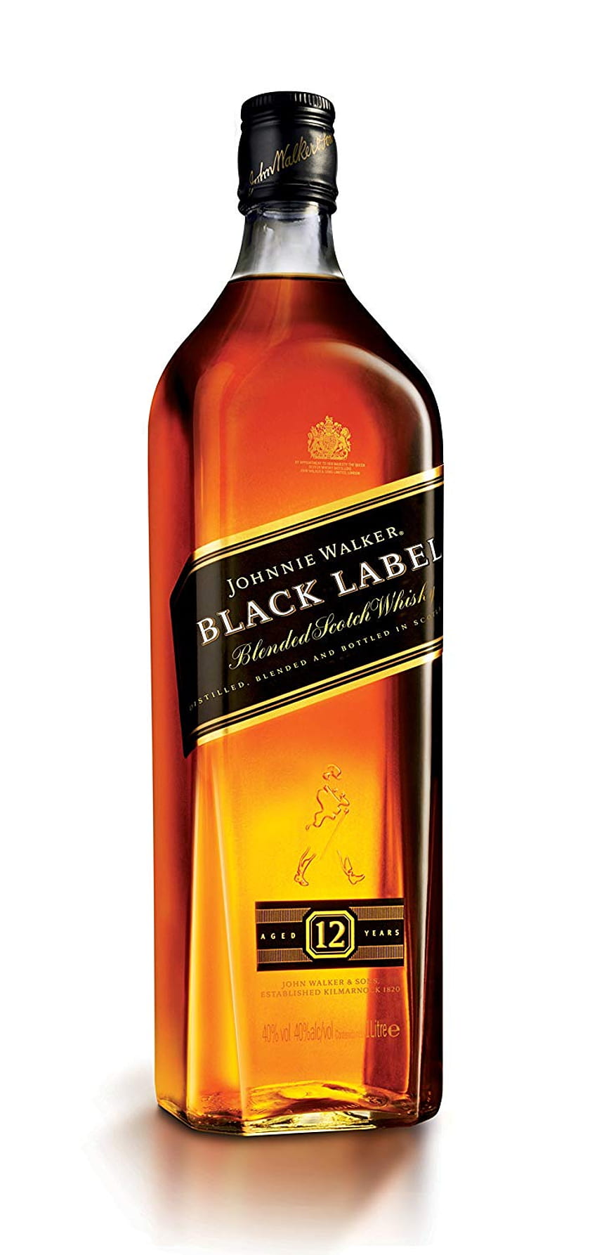 Johnnie Walker Black Label 12-годишно скоч уиски - Black Label 1 литър - & фон HD тапет за телефон