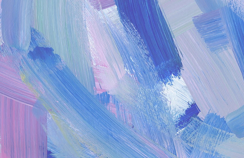 Стенопис с абстрактни мазки с четка в розово и синьо, мазки с четка за рисуване HD тапет