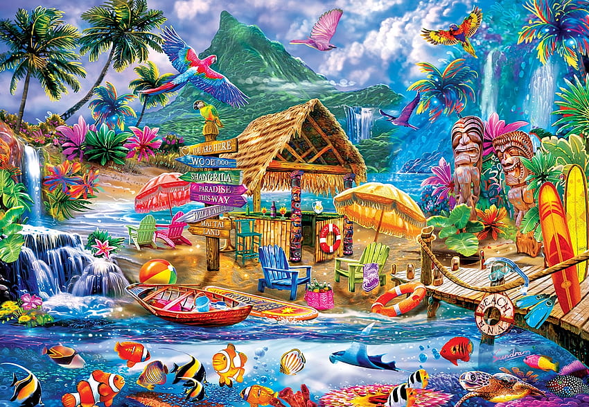 Hidden Cove, colorful, mammals, ocean, bright HD wallpaper