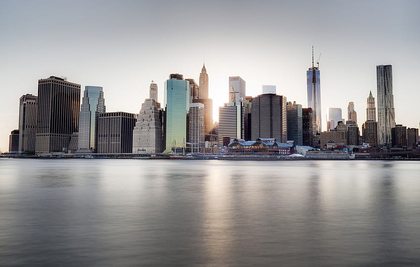 the city, river, skyscrapers, USA, promenade, New York, Dumbo for , section город HD wallpaper