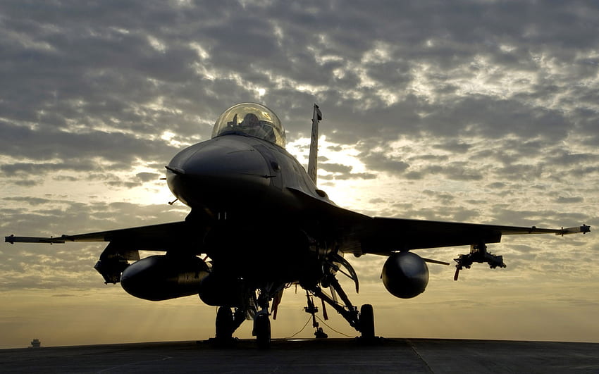 nuvole, sera, F-16, Fighting Falcon, General Dynamics . Sfondo HD