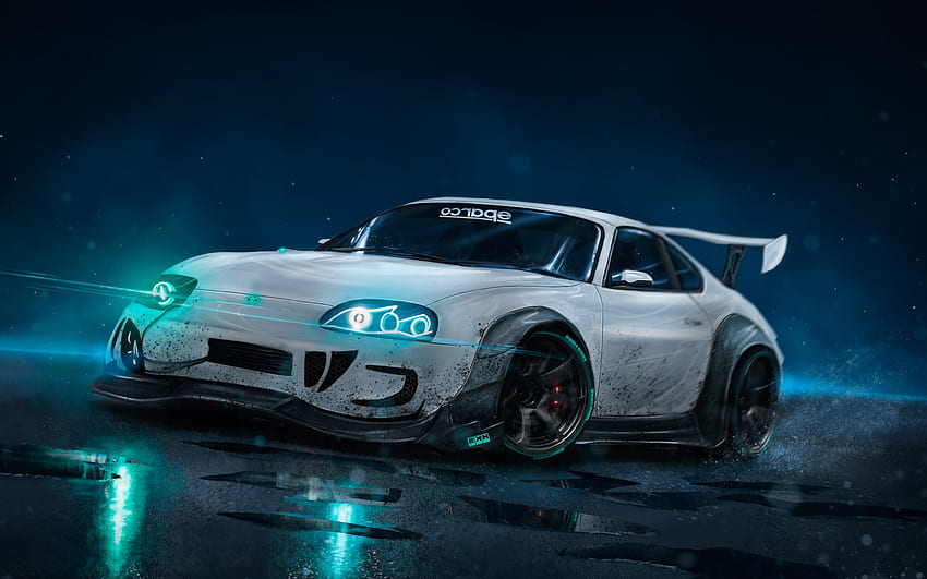 Racing Cars, Neon Lights, Manipulation, Toyota Supra - Resolution:, Neon Supra HD wallpaper