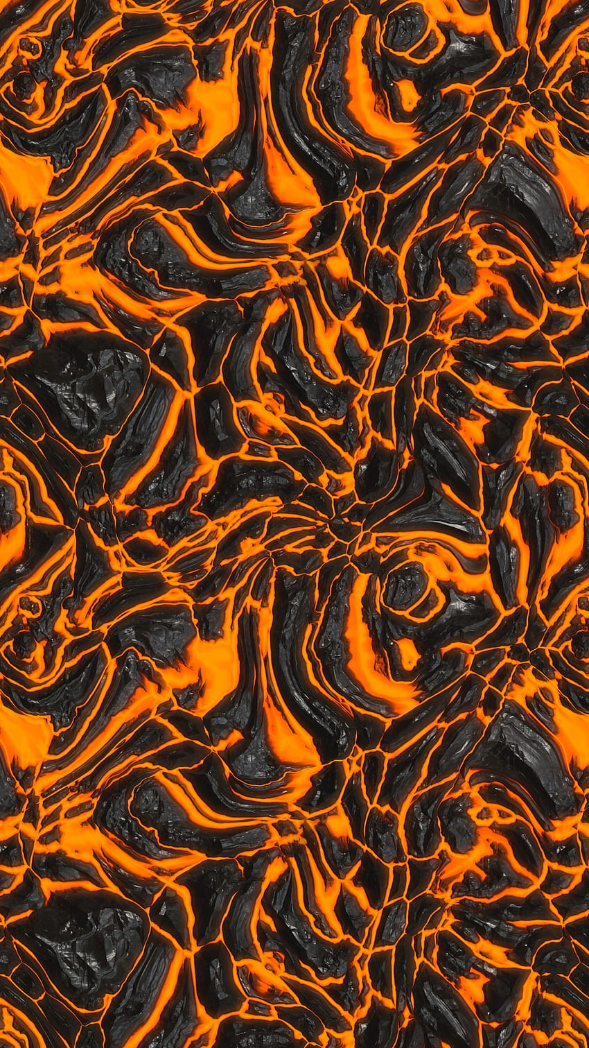 orange, psychedelische kunst, vulkan, lava, textur. Strukturiert, psychedelische Kunst, Grafik, schwarze Lava HD-Handy-Hintergrundbild