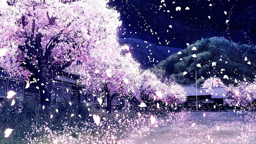 Anime Landscape: Town (Anime Background), Purple Anime Scenery HD wallpaper