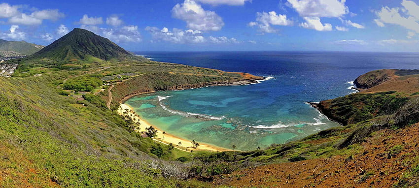 ハナウマ湾オアフ ハワイ、島、砂、ハワイ、熱帯、湾、ビーチ、オアフ島、島、海、海、太平洋、エキゾチック、楽園、ハナウマ湾、ポリネシア、ハワイアン、ポリネシア 高画質の壁紙