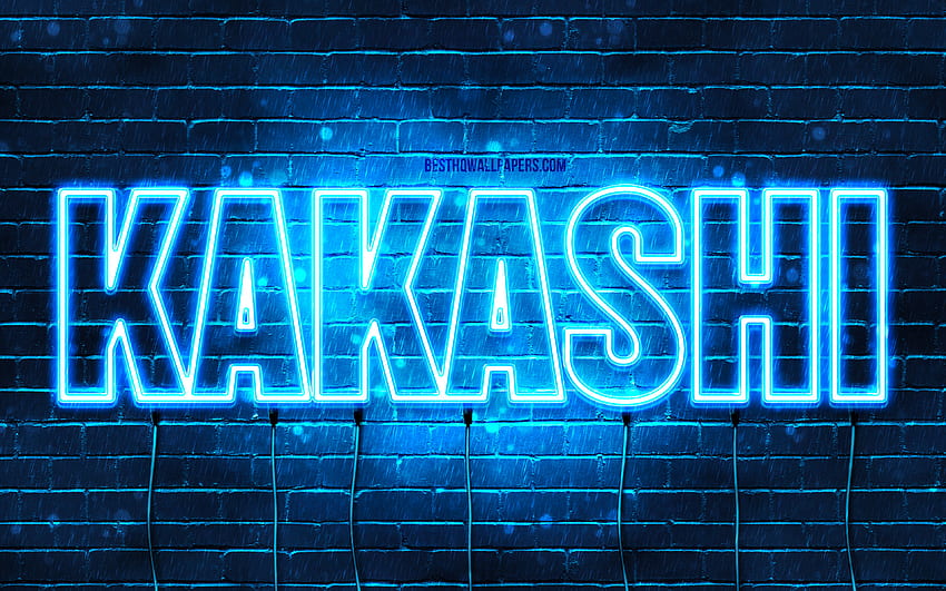Happy Birtay Kakashi, , blue neon lights, Kakashi name, creative, Kakashi Happy Birtay, Kakashi Birtay, popular japanese male names, with Kakashi name, Kakashi HD wallpaper