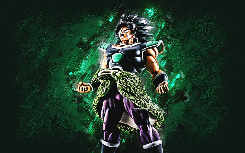 Broly, Dragon Ball, green stone background, Broly DBS, Dragon Ball characters, anime characters, japanese manga, Dragon Ball Super, Broly Dragon Ball HD wallpaper