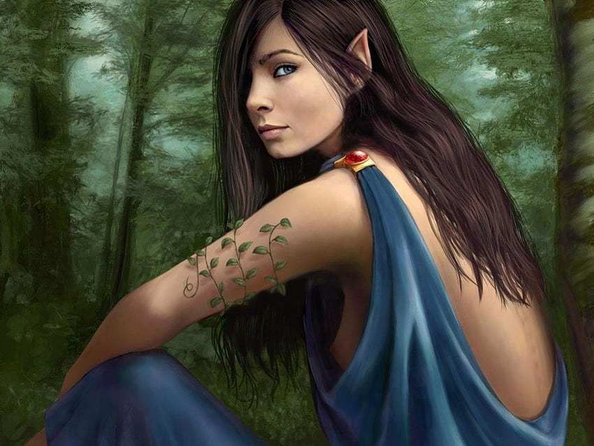 Beautiful Forest Elf, beautiful, elf, fantasy, forest HD wallpaper