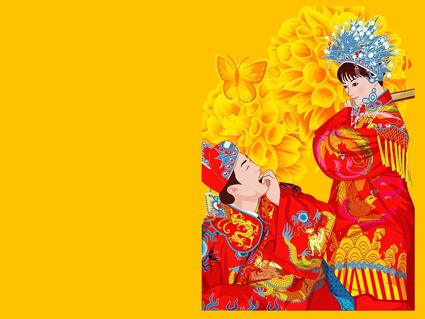 Flowers, Vector, Couple, Pair, China, Costumes, Rite HD wallpaper