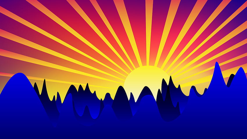 Art, Mountains, Vector, Sunrise, Rise HD wallpaper
