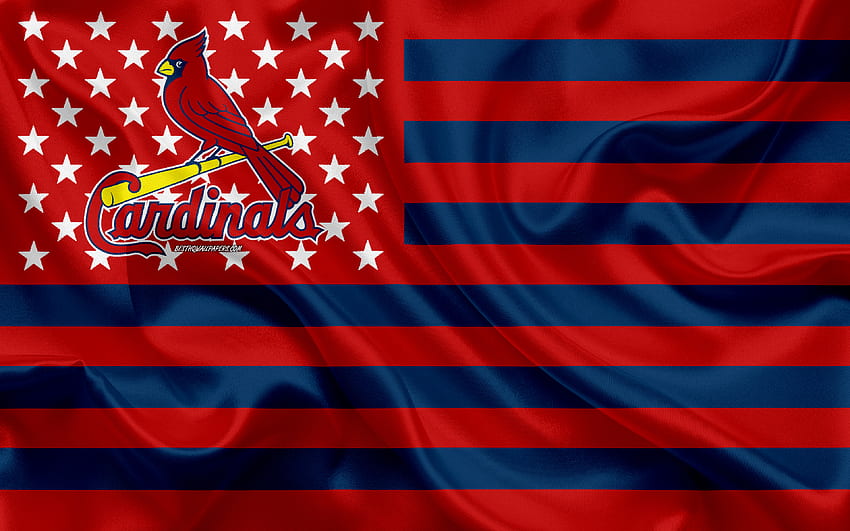 Сейнт Луис Кардиналс, американски бейзболен клуб, флаг флаг, MLB, Сейнт Луис, Мисури, САЩ, лого, емблема, Мейджър лийг бейзбол, копринено знаме, бейзбол за с резолюция . Високо качество, Cardinals Baseball HD тапет