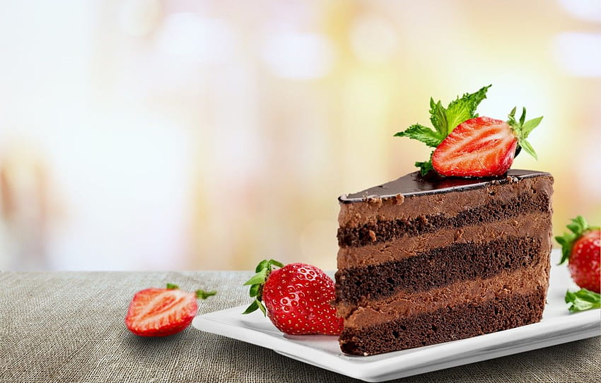 Essen, Erdbeere, Kuchen, Sahne, Dessert, Schokolade, Gebäck HD-Hintergrundbild