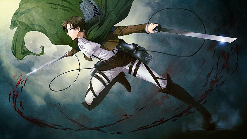 Levi Rivaille 3D Maneuver Gear Blood Cape Attack On Titan Shingeki HD wallpaper