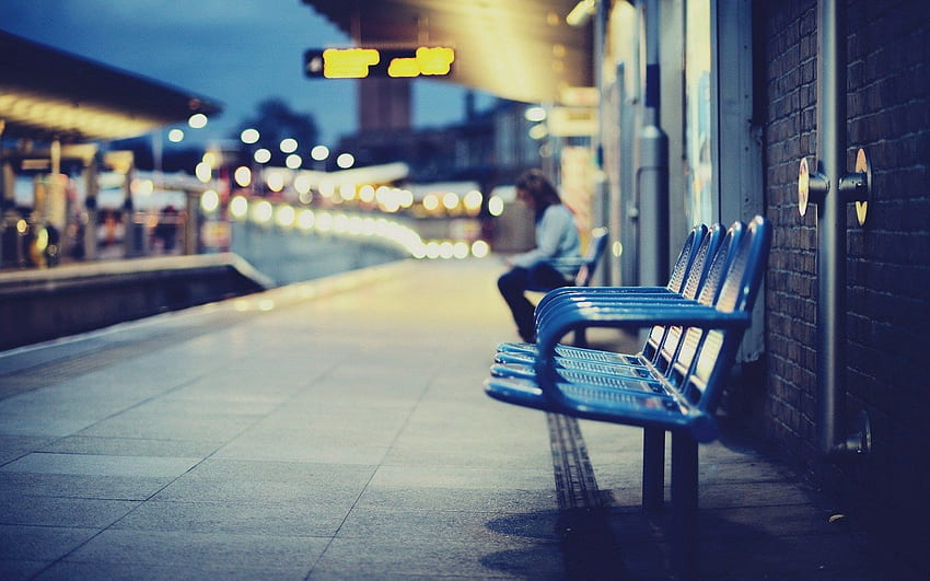 City Railway Station Chairs Blur HD wallpaper | Pxfuel