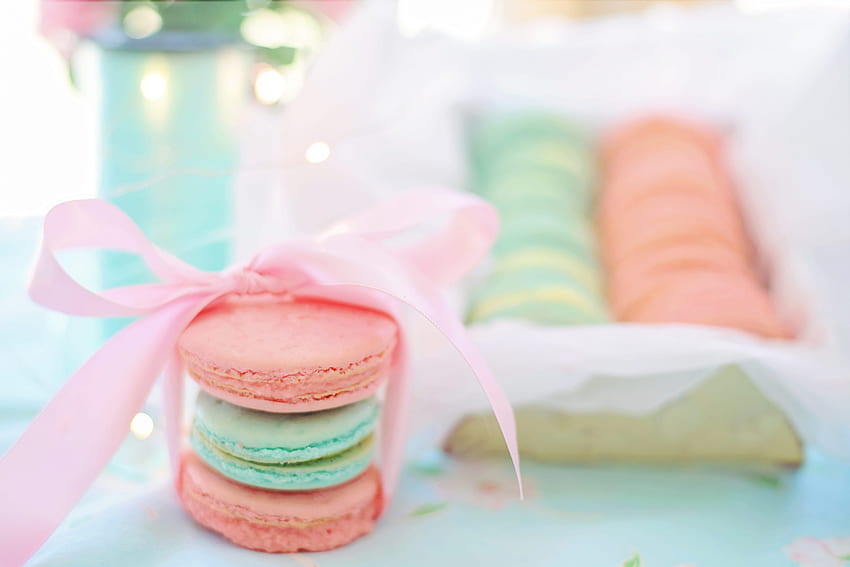 Macarons , pink, aqua, pastels, cookies, biscuits, sweet, dessert • For You For & Mobile HD wallpaper