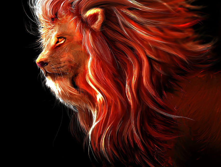 Изкуство, Лъв, Хищник, Голяма котка, Царят на зверовете, Царят на зверовете HD тапет