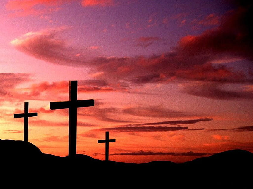 Hintergrund überqueren. Lila Kreuz, ehrfürchtiger Kreuzhintergrund und Osterkreuz, ehrfürchtiges christliches Kreuz HD-Hintergrundbild