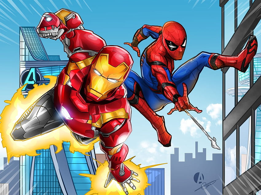 Iron Man y Spider Man, DC Comics Q, Iron Man y Spiderman fondo de pantalla