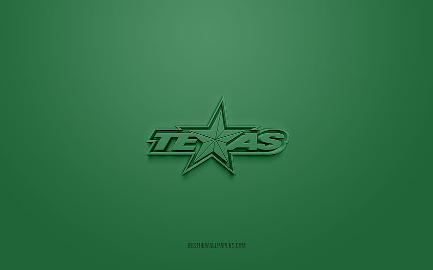 Texas Stars, logo 3D créatif, fond vert, ECHL, emblème 3d, American Hockey Club, Texas, États-Unis, art 3d, hockey, logo 3d Texas Stars Fond d'écran HD