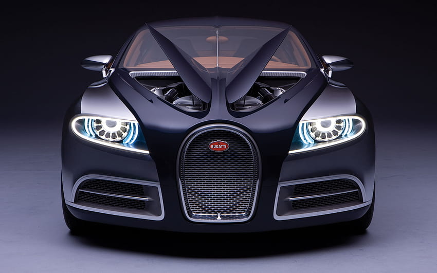 Bugatti Hitam, hitam, kemewahan, mobil, bugatti, kecepatan Wallpaper HD