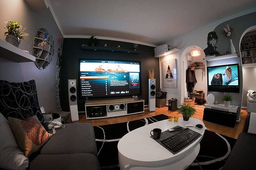 home, living room, home cinema, Futuristic Room HD wallpaper