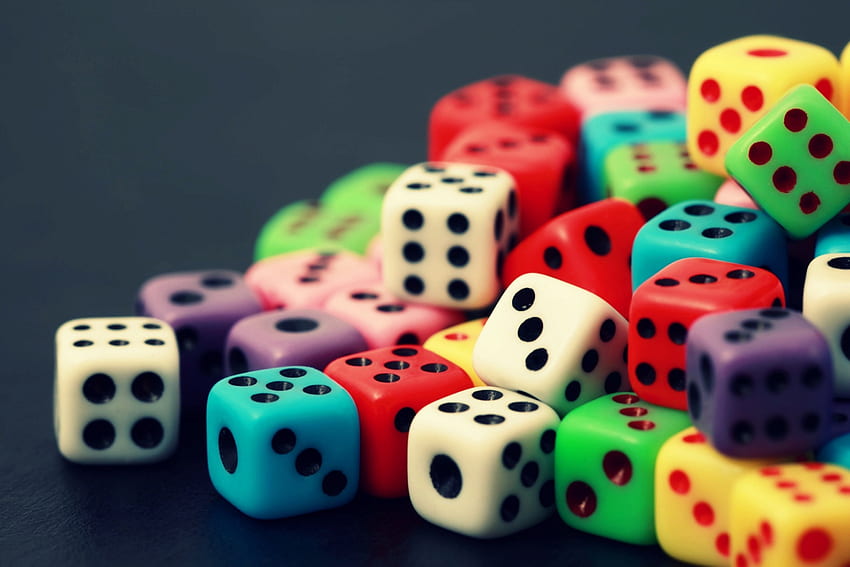 Different Dice, cups, colored, mood, dice, different, macro HD wallpaper