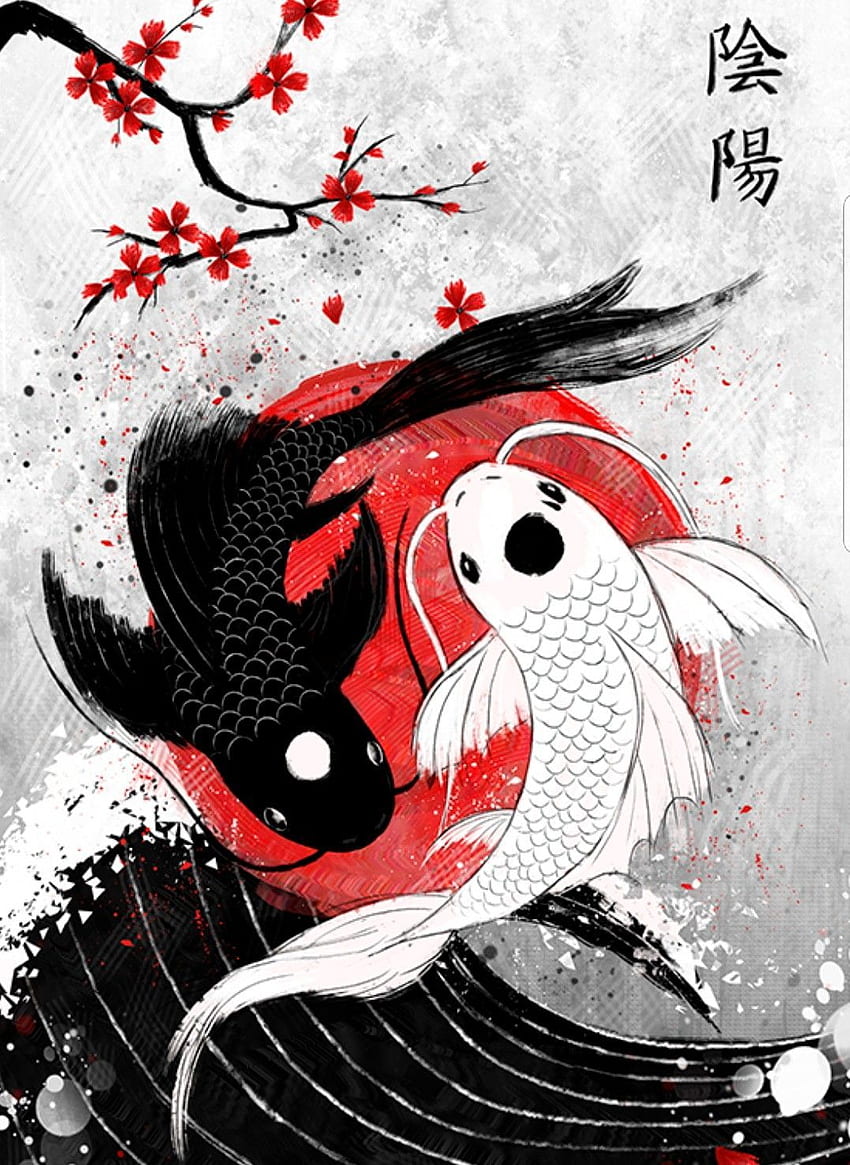 Chris Harris über Tätowierung. Koi-Kunst, japanische Kunst, Yin-Yang-Kunst, Yin- und Yang-Anime HD-Handy-Hintergrundbild
