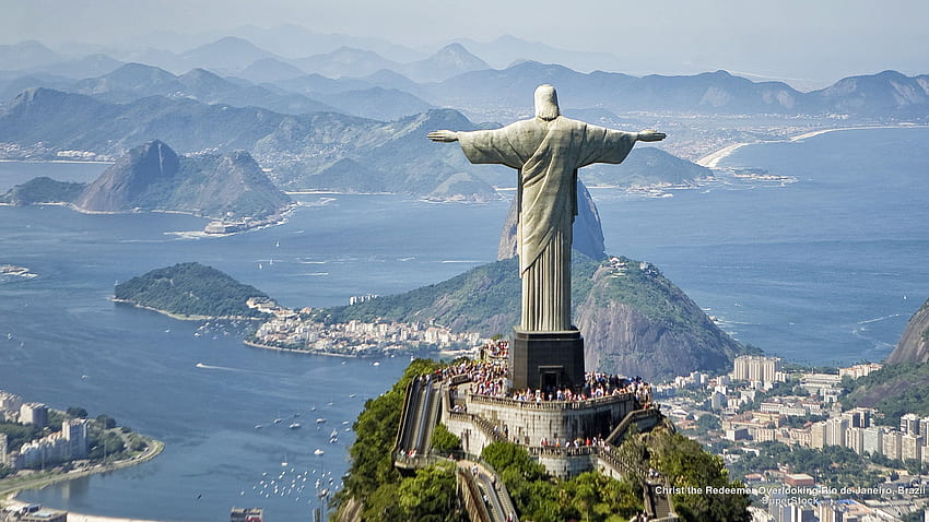 Christ the Redeemer มองเห็นเมืองริโอเดอจาเนโร ประเทศบราซิล พระคริสต์ผู้ไถ่ สิ่งมหัศจรรย์ของโลก บราซิล ประเทศบราซิล วอลล์เปเปอร์ HD