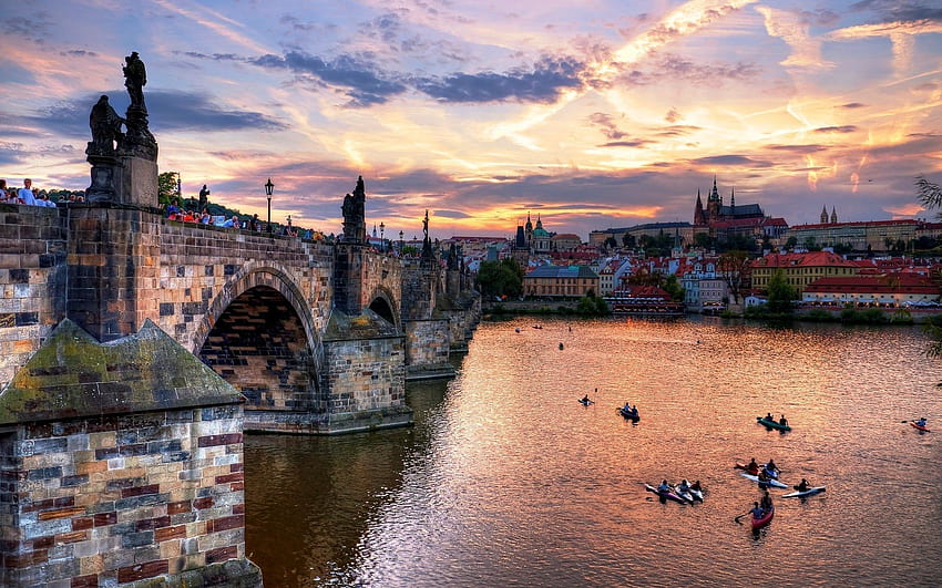 Prag ve Arka Plan , Prag Charles Köprüsü HD duvar kağıdı