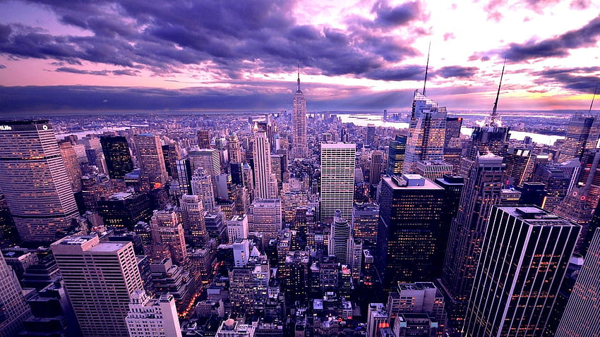 Ню Йорк, градове, небостъргачи, вечер HD тапет