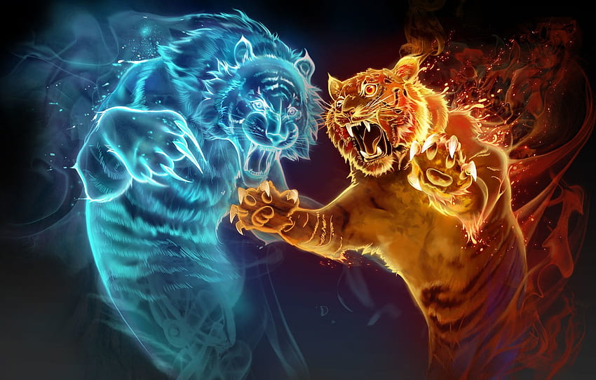 Fire Tiger, Ice Tiger HD wallpaper
