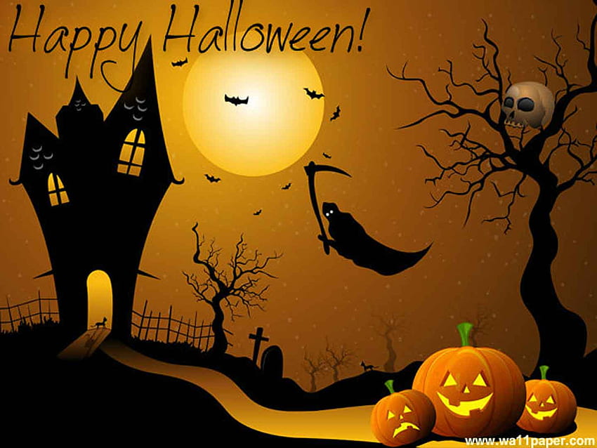 Fond d'Halloween de Facebook, dessin animé mignon Happy Halloween Fond d'écran HD