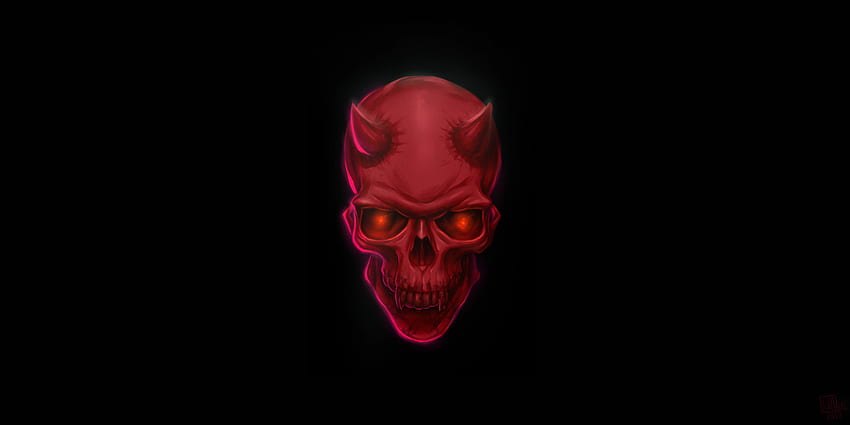 Red Devil Skull 、アーティスト、、悪魔の顔 高画質の壁紙