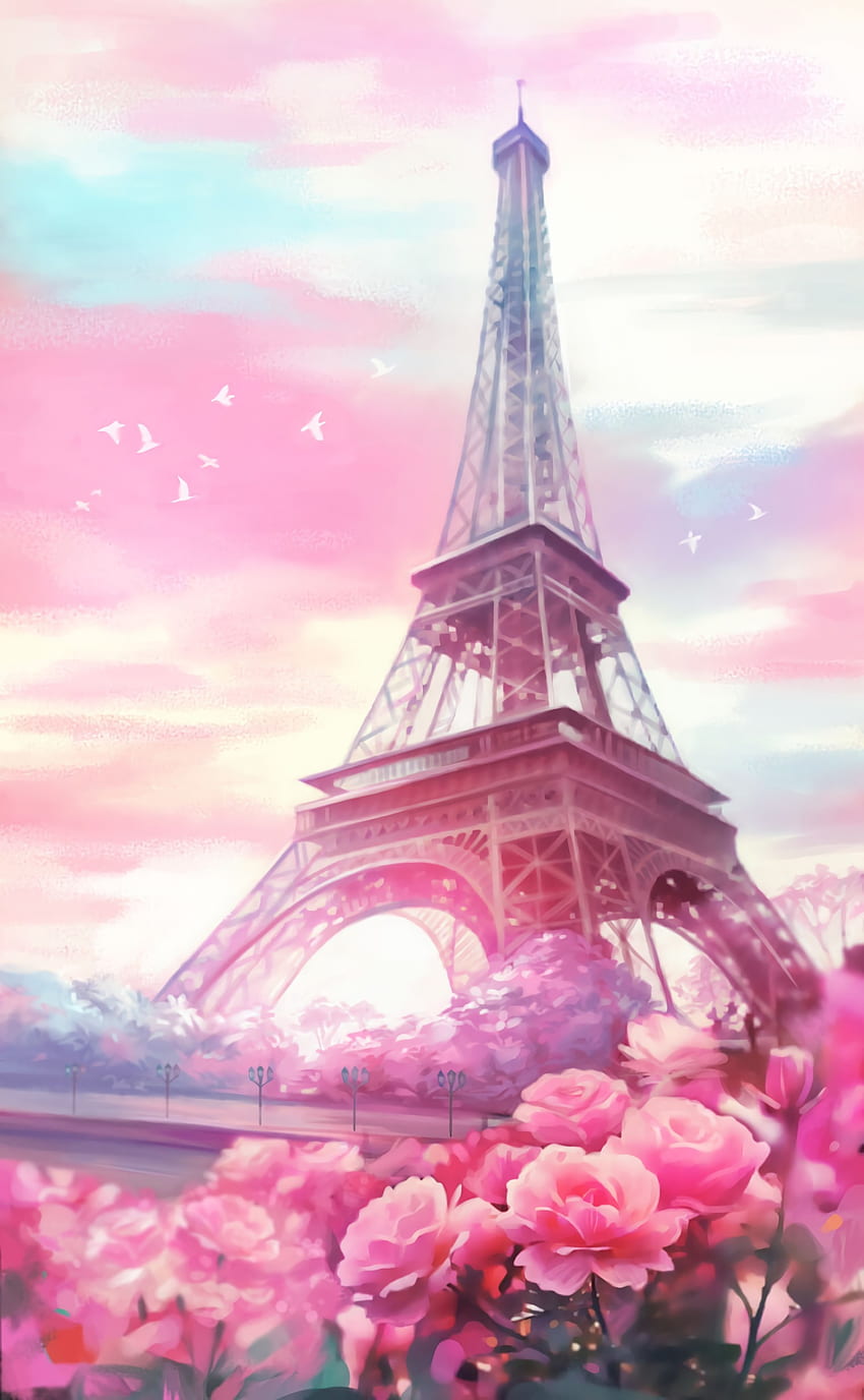 Цветя, Изкуство, Париж, Кула HD тапет за телефон