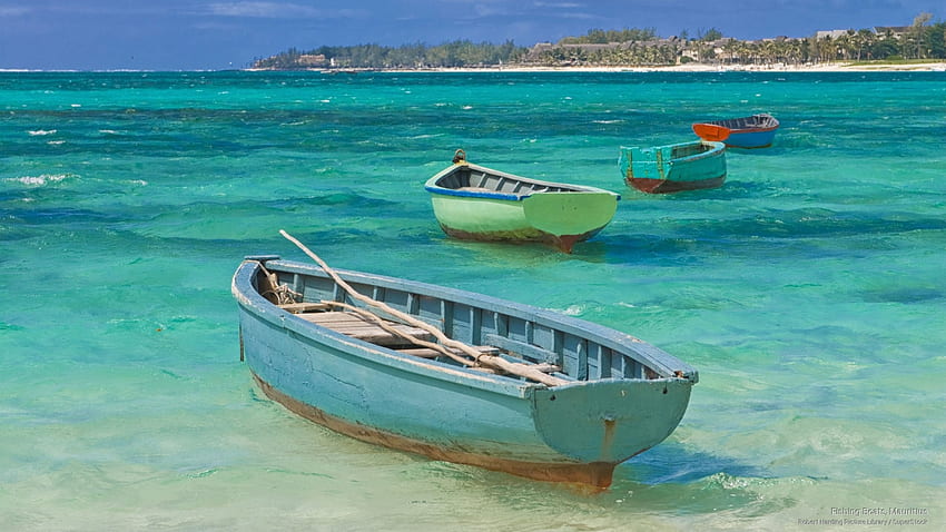 Fishing Boats, blue, sea, oceans, tropical, boats HD wallpaper