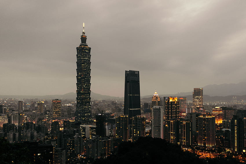 Villes, Gratte-ciel, Soir, Taiwan, Taipei Fond d'écran HD