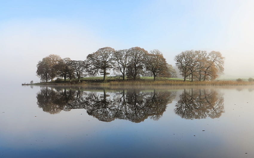 Esthwaite Lake, Cumbria, England, England, reflection, trees, water, lake HD wallpaper