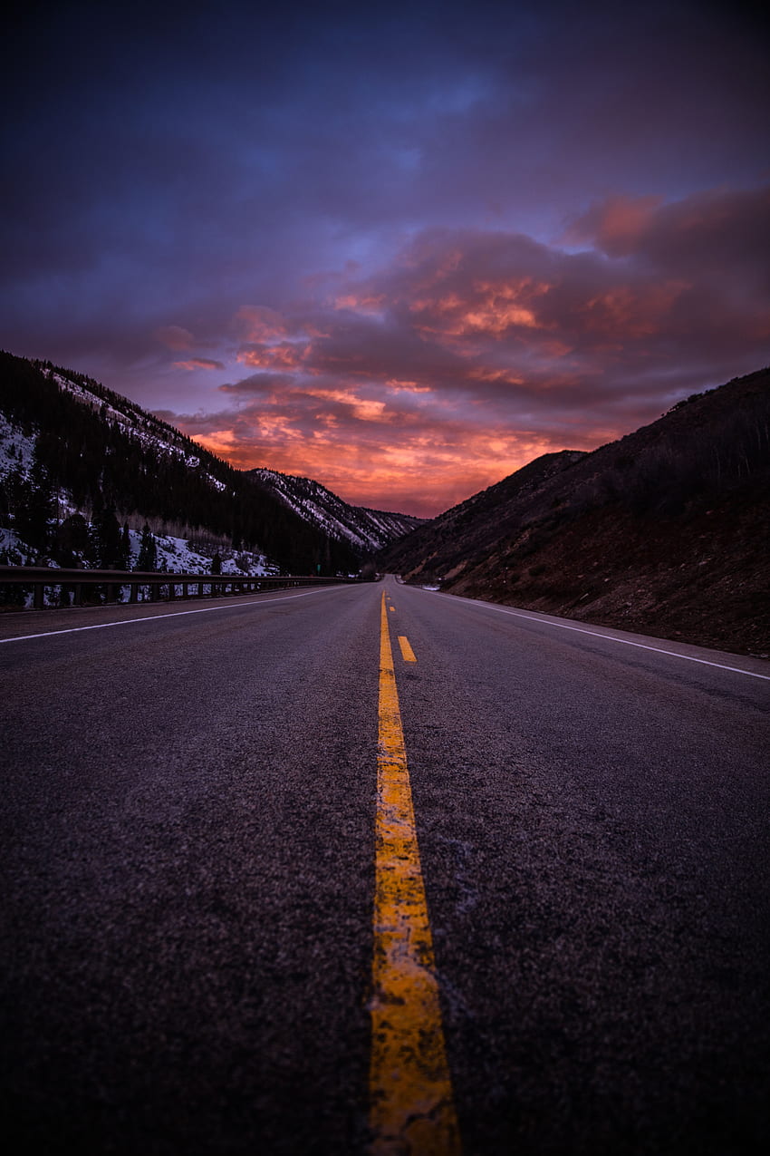 Nature, Mountains, Road, Markup, Evening HD phone wallpaper